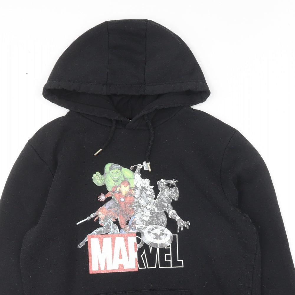 Primark Mens Black Polyester Pullover Hoodie Size S - Marvel