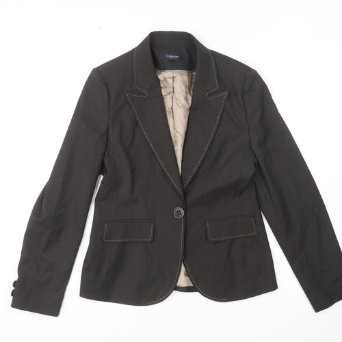 Debenhams Womens Brown Striped Jacket Blazer Size 12 Button