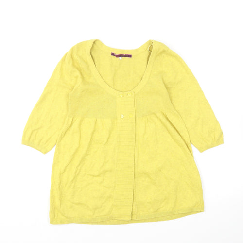River Island Womens Yellow Scoop Neck Cotton Pullover Jumper Size 10