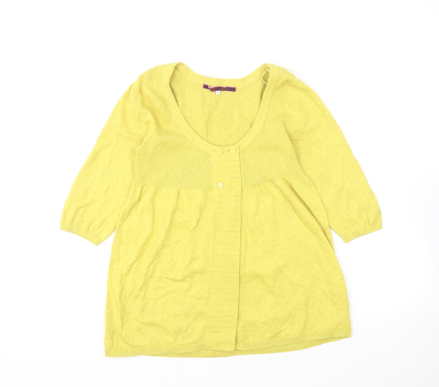 River Island Womens Yellow Scoop Neck Cotton Pullover Jumper Size 10