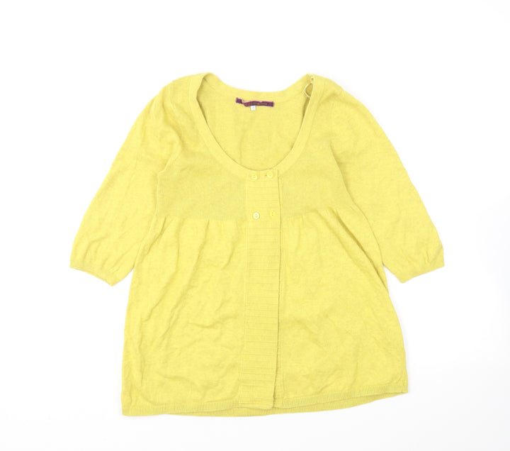 River Island Womens Yellow Scoop Neck Cotton Pullover Jumper Size 10