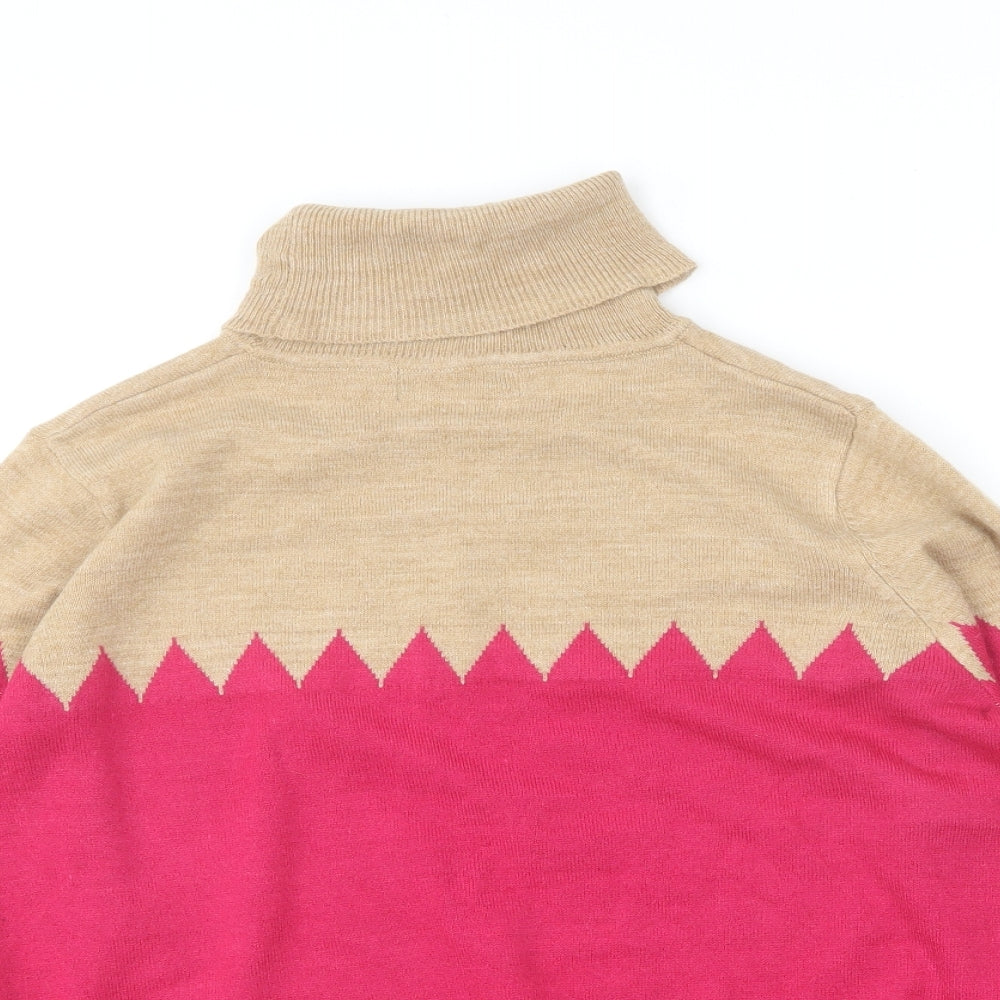 Marks and Spencer Womens Multicoloured Roll Neck Striped Acrylic Pullover Jumper Size 12