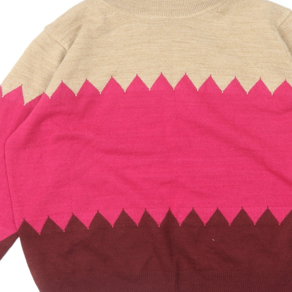 Marks and Spencer Womens Multicoloured Roll Neck Striped Acrylic Pullover Jumper Size 12