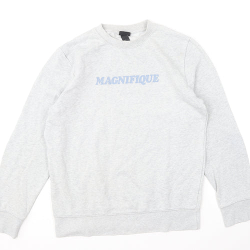 H&M Womens Grey Polyester Pullover Sweatshirt Size S Pullover - Magnifique
