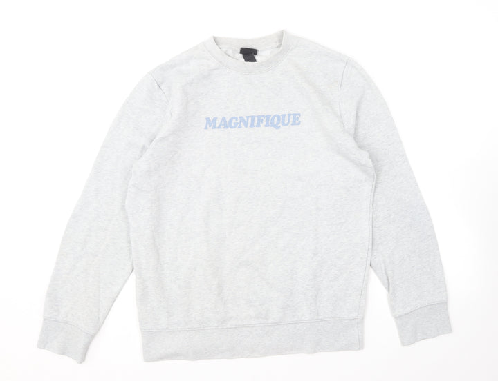 H&M Womens Grey Polyester Pullover Sweatshirt Size S Pullover - Magnifique