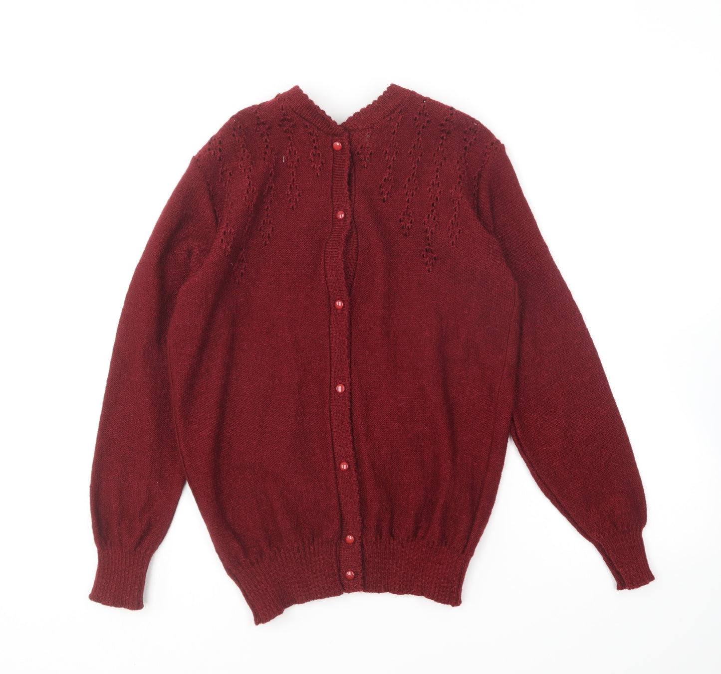 Primark Womens Red Round Neck Acrylic Cardigan Jumper Size M