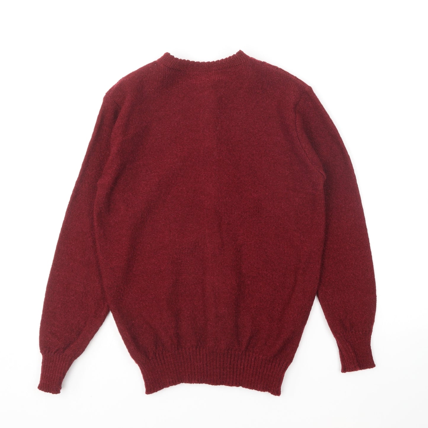 Primark Womens Red Round Neck Acrylic Cardigan Jumper Size M