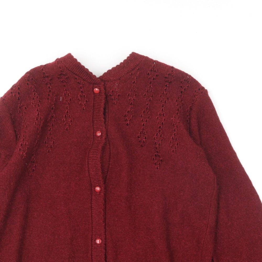 Primark Womens Red Round Neck Acrylic Cardigan Jumper Size M