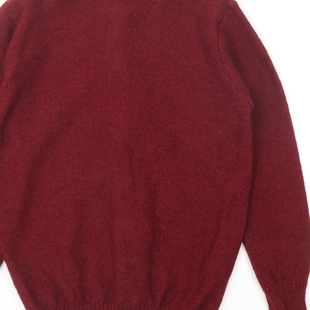 Primark Womens Red Round Neck Acrylic Cardigan Jumper Size M