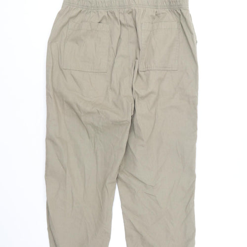 Casual Comfort Womens Brown Cotton Cropped Trousers Size 14 L20 in Regular Button