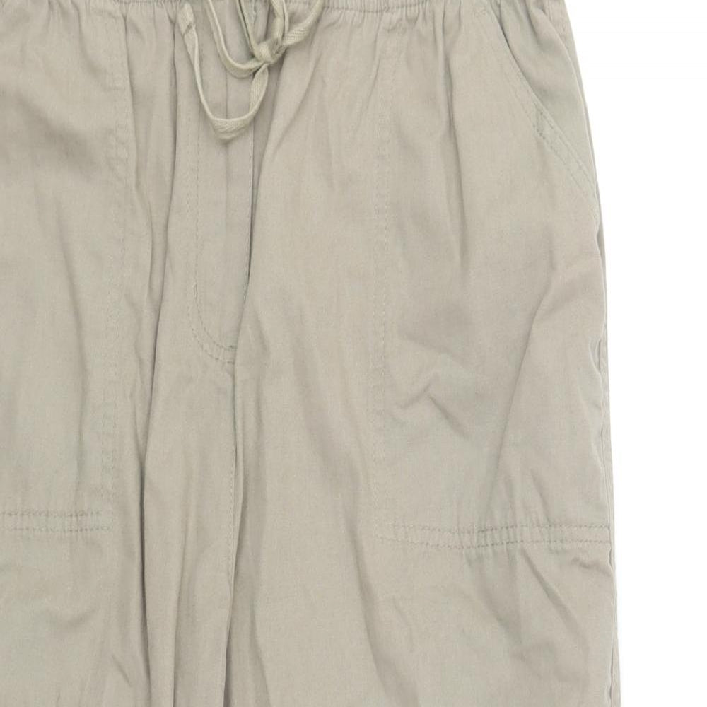 Casual Comfort Womens Brown Cotton Cropped Trousers Size 14 L20 in Regular Button