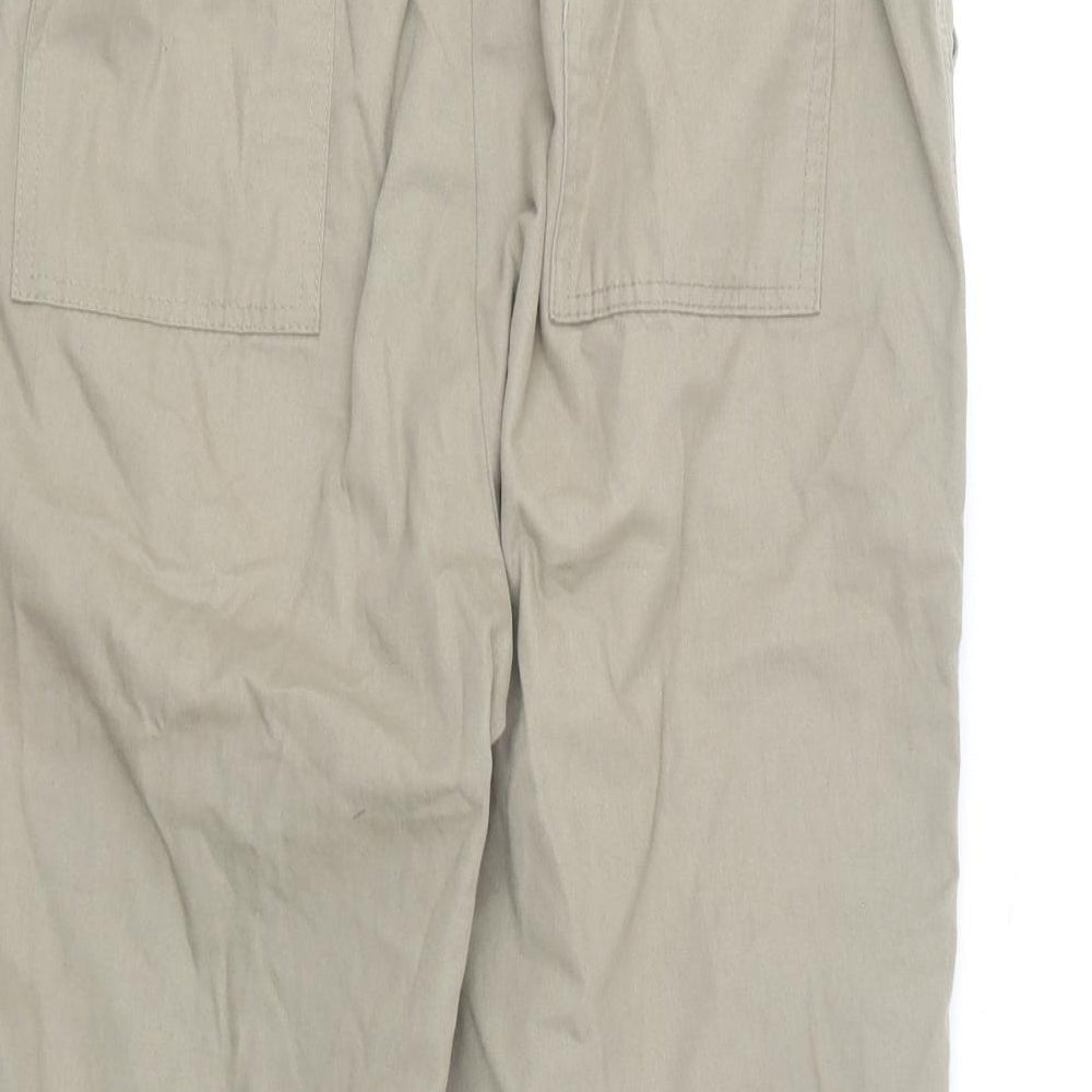 Casual Comfort Womens Brown Cotton Cropped Trousers Size 14 L20 in Regular Button