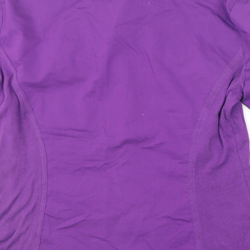 Laura Scott Womens Purple Cotton Basic Button-Up Size L Collared