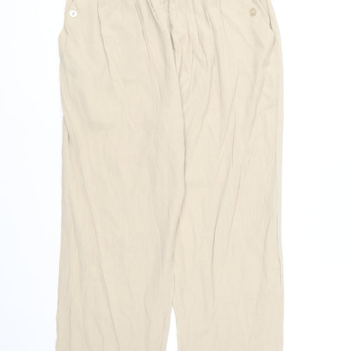 Classics Womens Beige Viscose Trousers Size 14 L26 in Regular