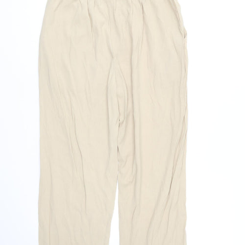 Classics Womens Beige Viscose Trousers Size 14 L26 in Regular