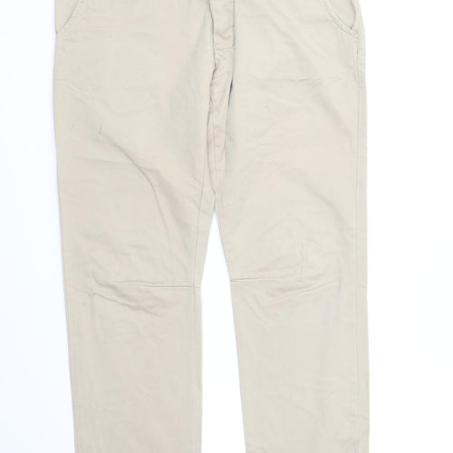 Fly Guy Mens Beige Cotton Chino Trousers Size 32 in L30 in Regular Button