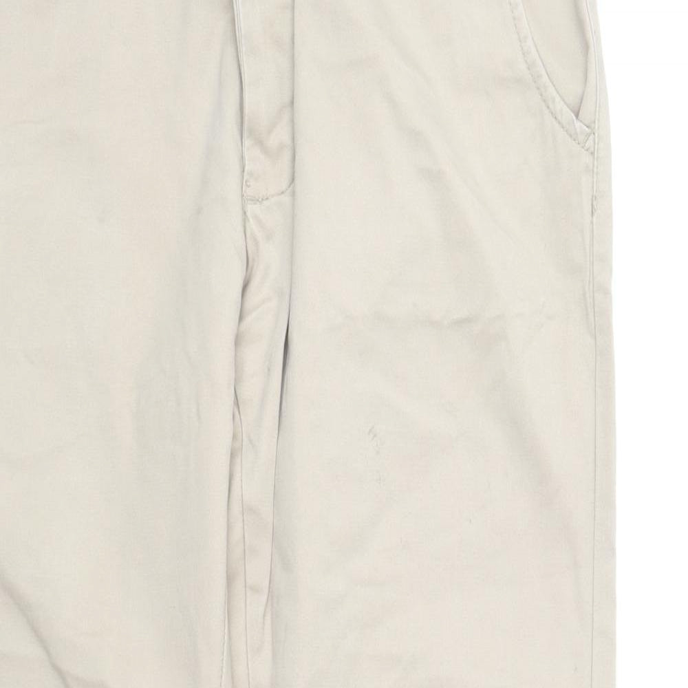 Fly Guy Mens Beige Cotton Chino Trousers Size 32 in L30 in Regular Button