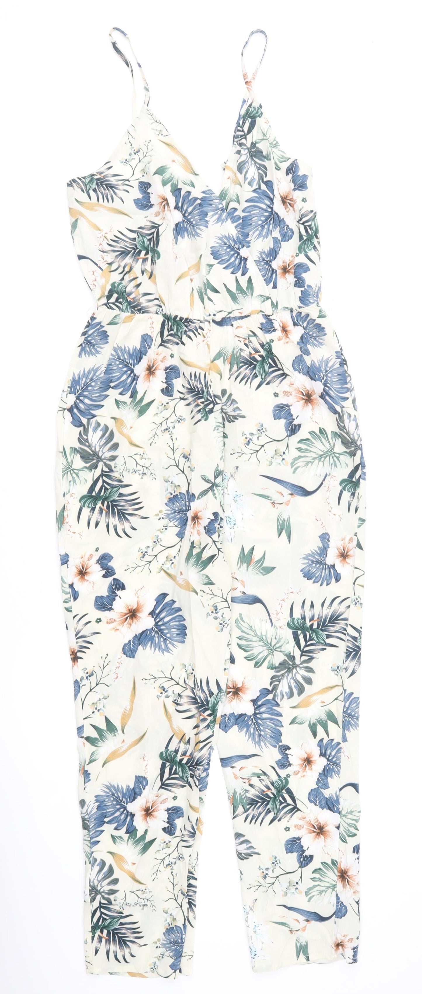 SheIn Womens Multicoloured Floral Polyester Jumpsuit One-Piece Size S Pullover