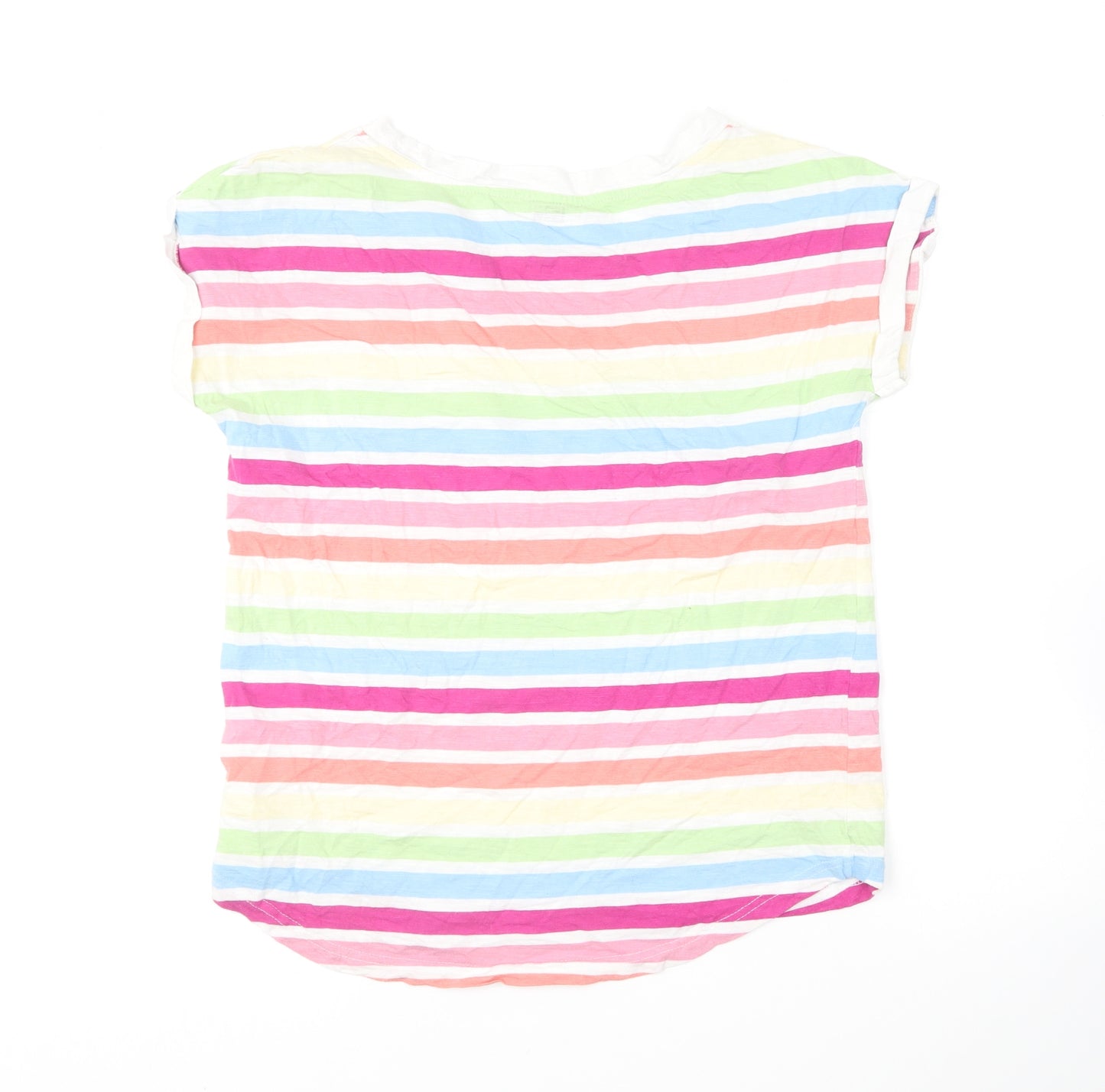 F&F Womens Multicoloured Striped Cotton Basic T-Shirt Size 12 Round Neck