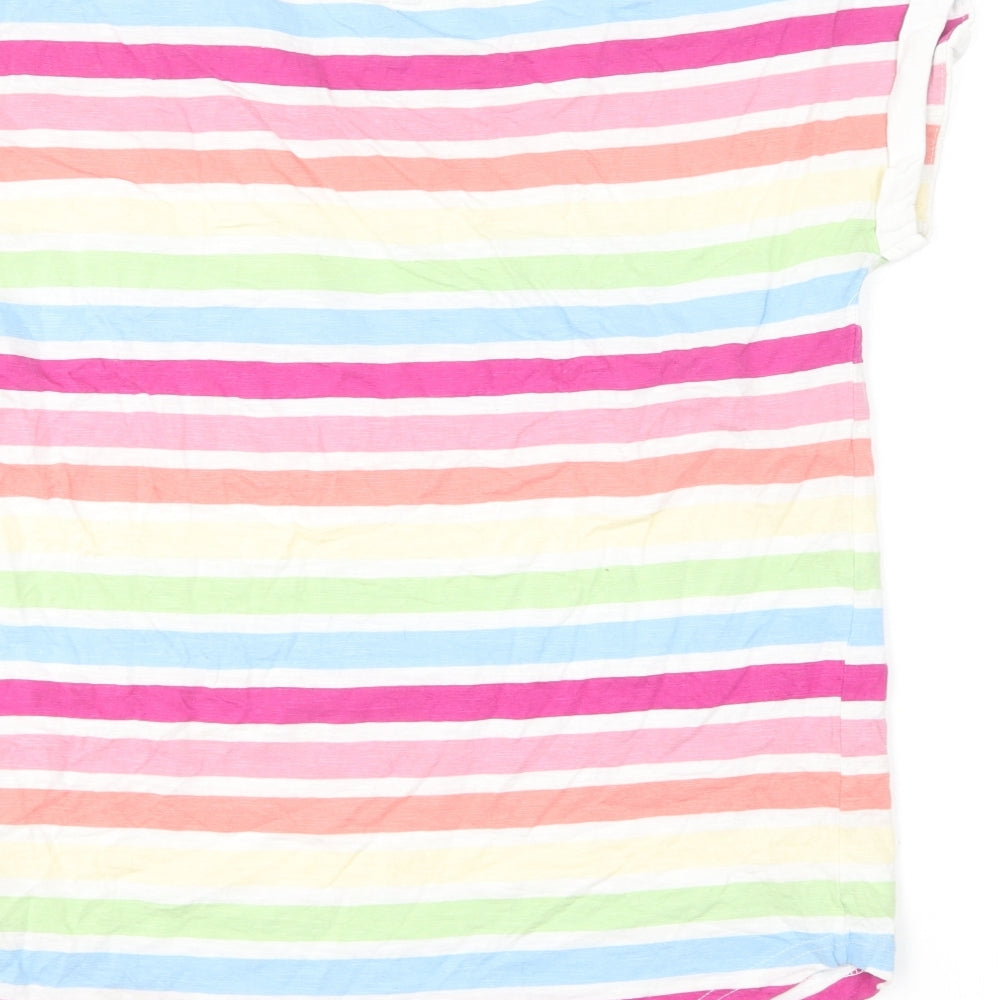 F&F Womens Multicoloured Striped Cotton Basic T-Shirt Size 12 Round Neck