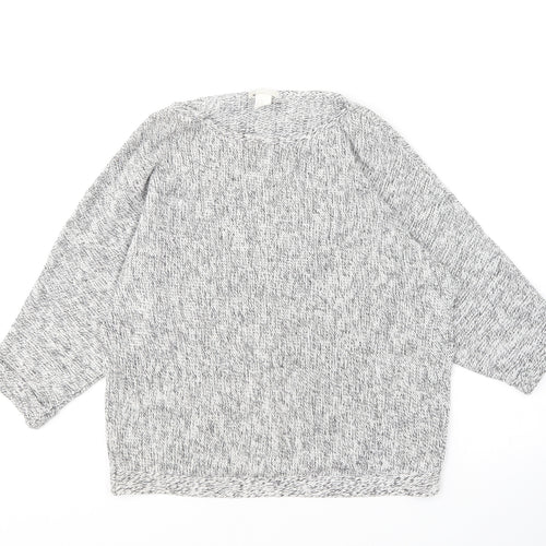 H&M Womens Grey Round Neck Acrylic Pullover Jumper Size XS