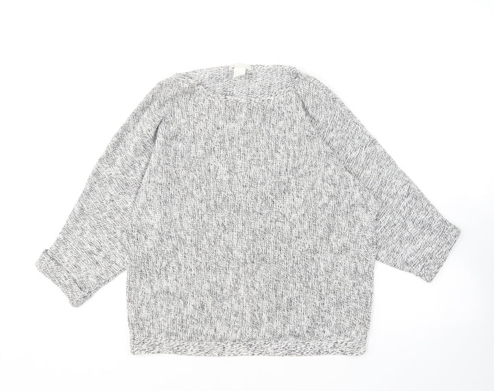 H&M Womens Grey Round Neck Acrylic Pullover Jumper Size XS