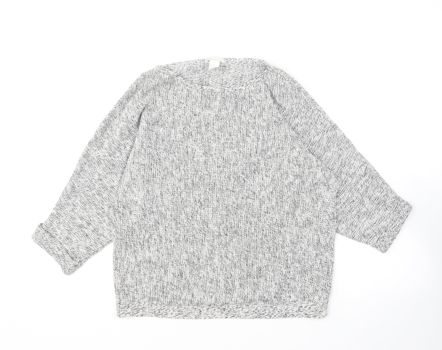 H&M Womens Grey Round Neck Acrylic Pullover Jumper Size XS