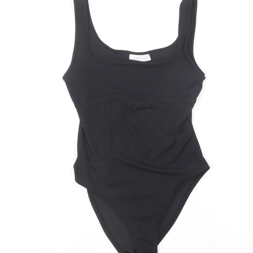 Topshop Womens Black Polyester Bodysuit One-Piece Size 8 Snap