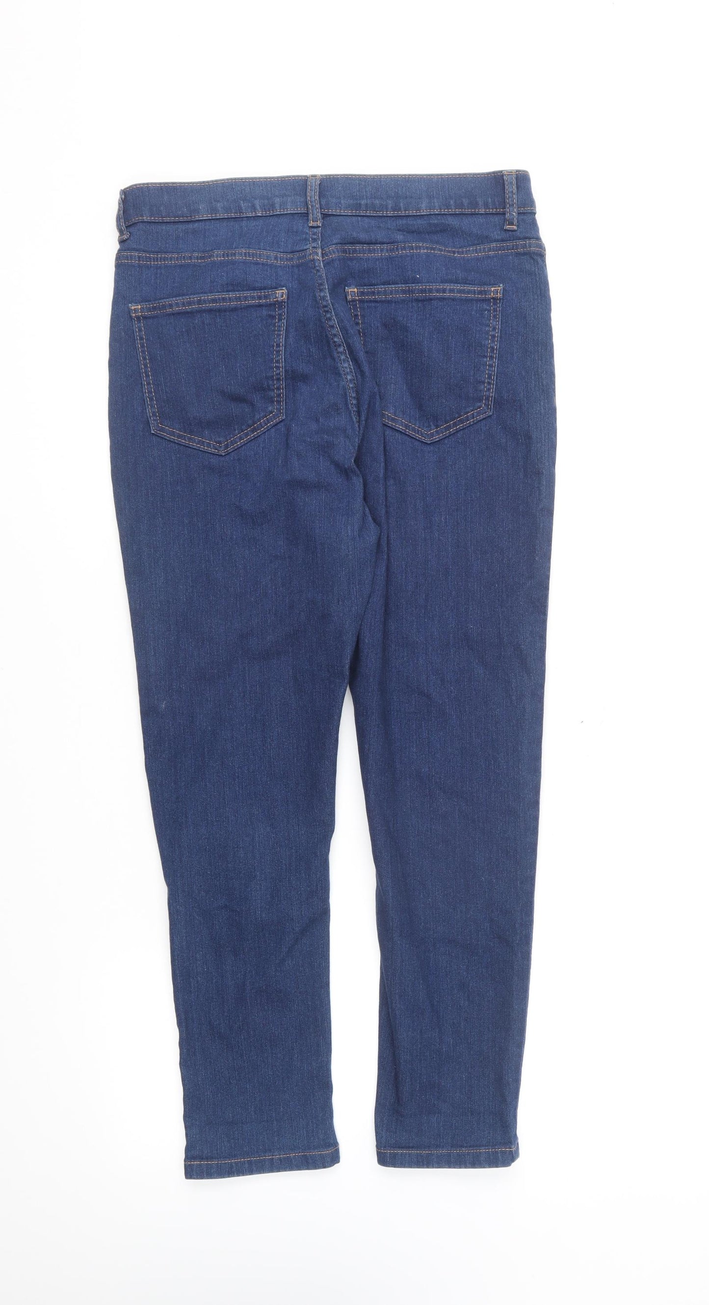 Marks and Spencer Womens Blue Cotton Skinny Jeans Size 12 L25 in Regular Button