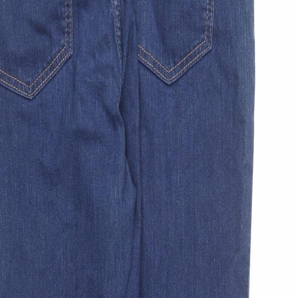 Marks and Spencer Womens Blue Cotton Skinny Jeans Size 12 L25 in Regular Button