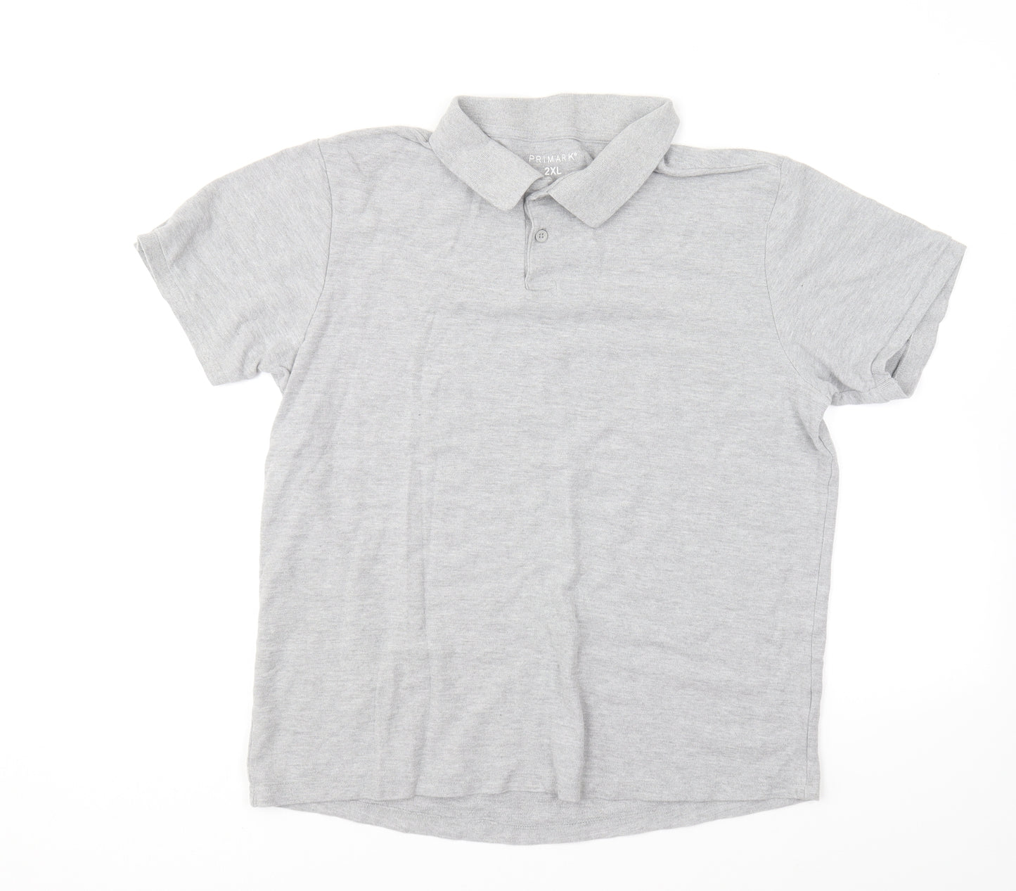 Primark Mens Grey Cotton Polo Size 2XL Collared Pullover