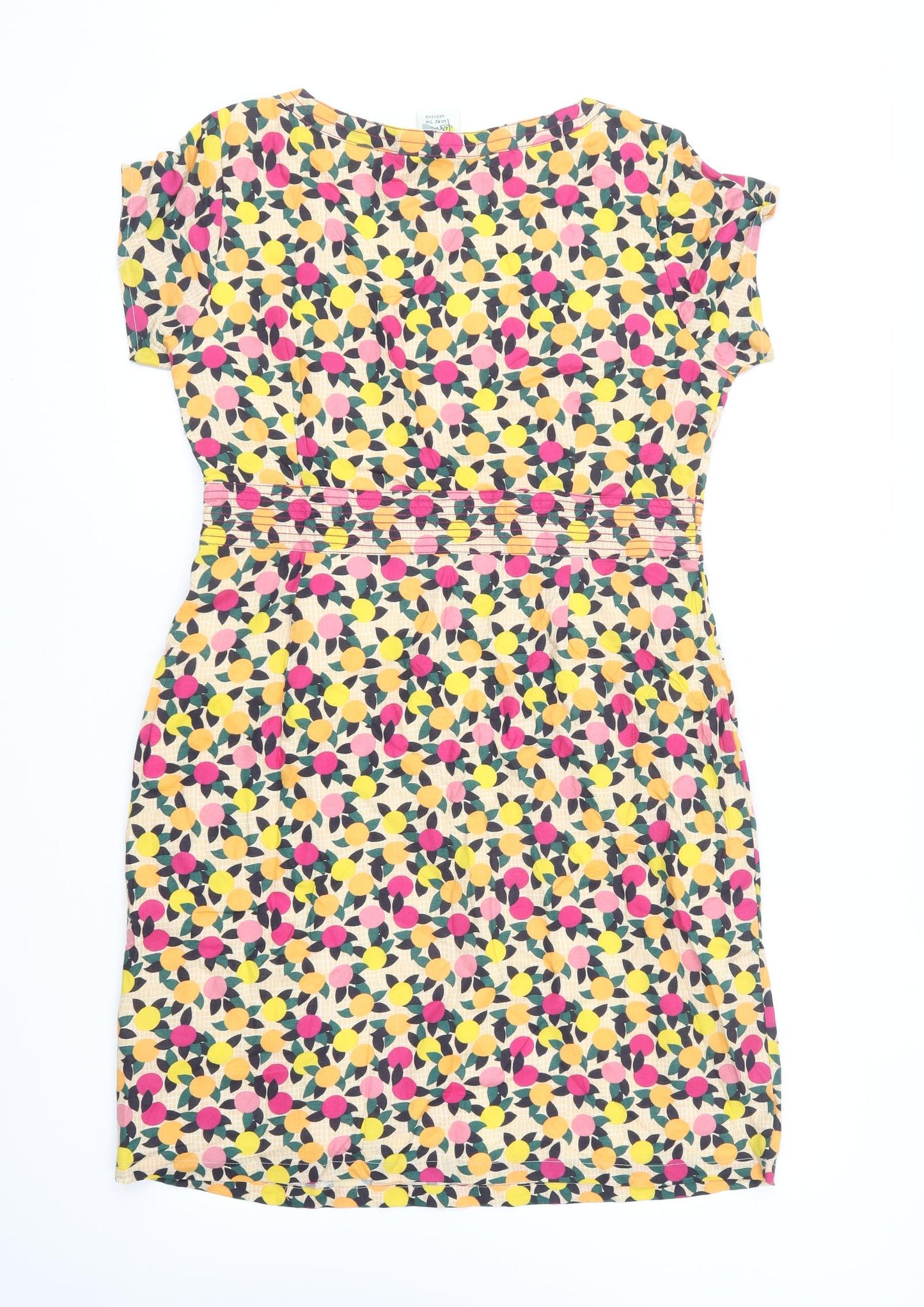 Weird Fish Womens Multicoloured Geometric Viscose A-Line Size 14 Round Neck Pullover - Fruit Prints