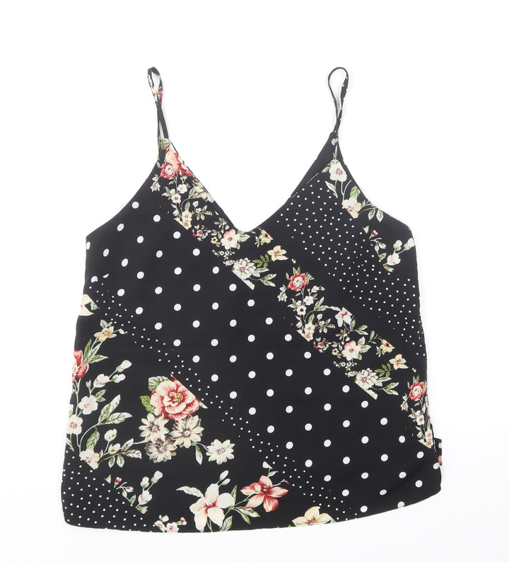 New Look Womens Multicoloured Floral Polyester Camisole T-Shirt Size 8 V-Neck