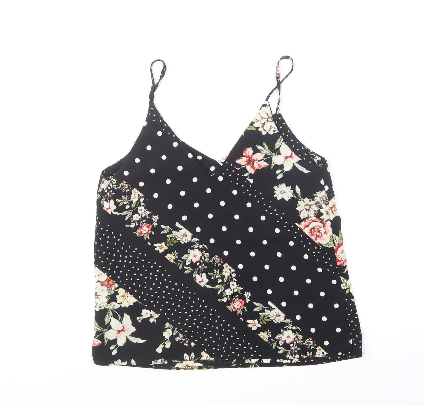New Look Womens Multicoloured Floral Polyester Camisole T-Shirt Size 8 V-Neck