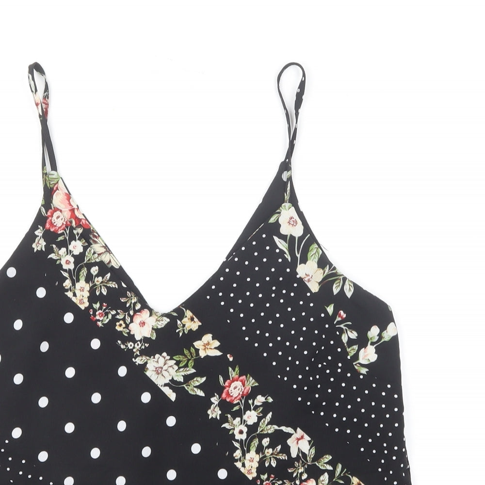 New Look Womens Multicoloured Floral Polyester Camisole T-Shirt Size 8 V-Neck