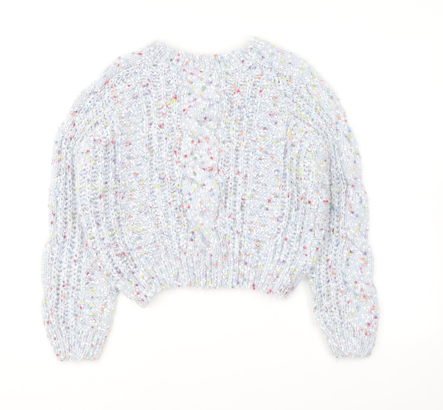 Pull&Bear Womens Blue Round Neck Polyester Pullover Jumper Size M