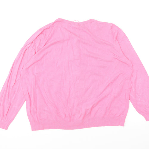 George Womens Pink Round Neck Viscose Cardigan Jumper Size 22