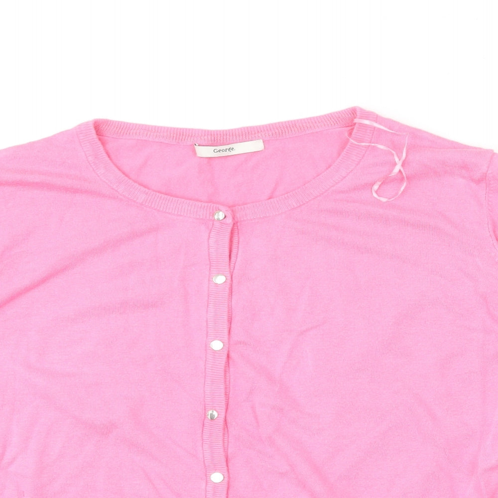 George Womens Pink Round Neck Viscose Cardigan Jumper Size 22
