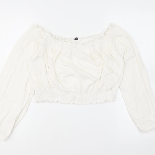 New Look Womens White Polyester Basic Blouse Size 14 Off the Shoulder
