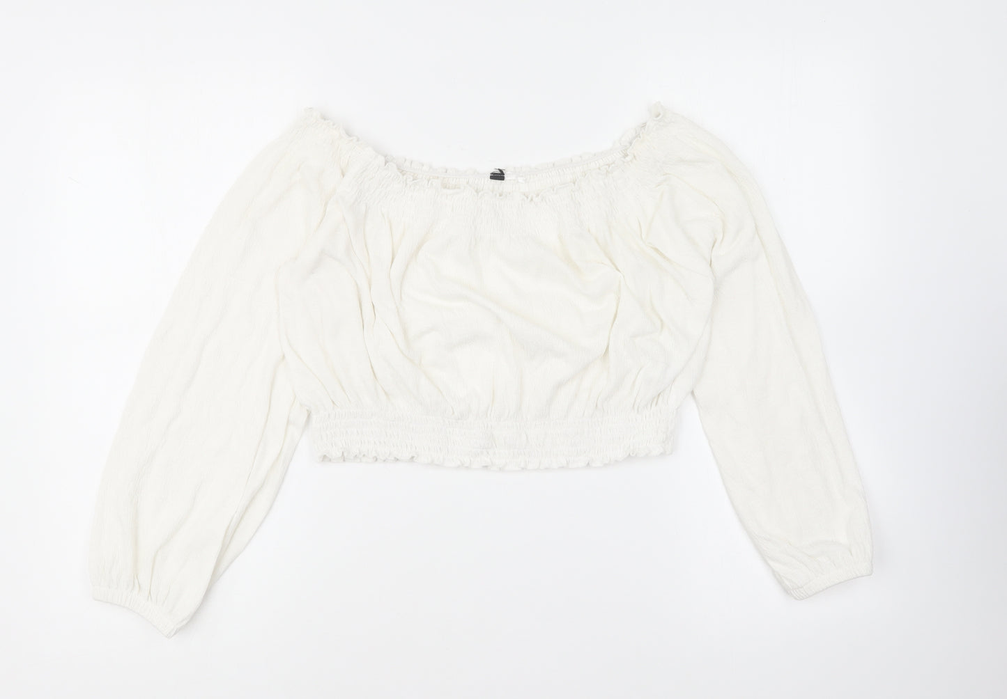 New Look Womens White Polyester Basic Blouse Size 14 Off the Shoulder