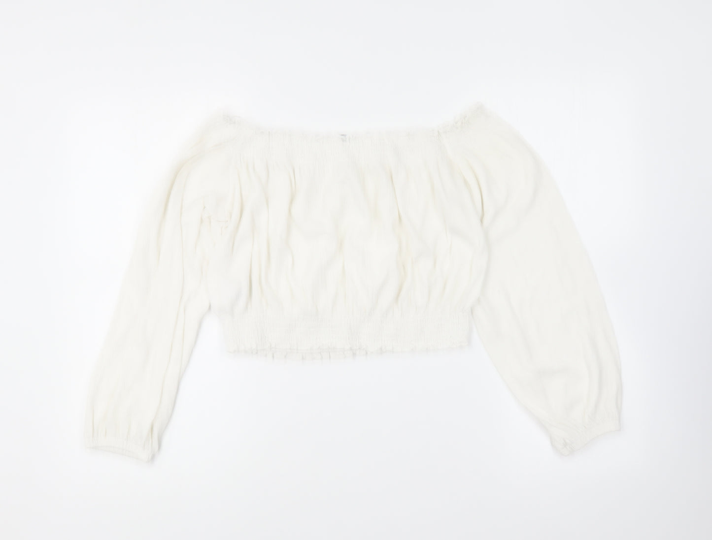 New Look Womens White Polyester Basic Blouse Size 14 Off the Shoulder