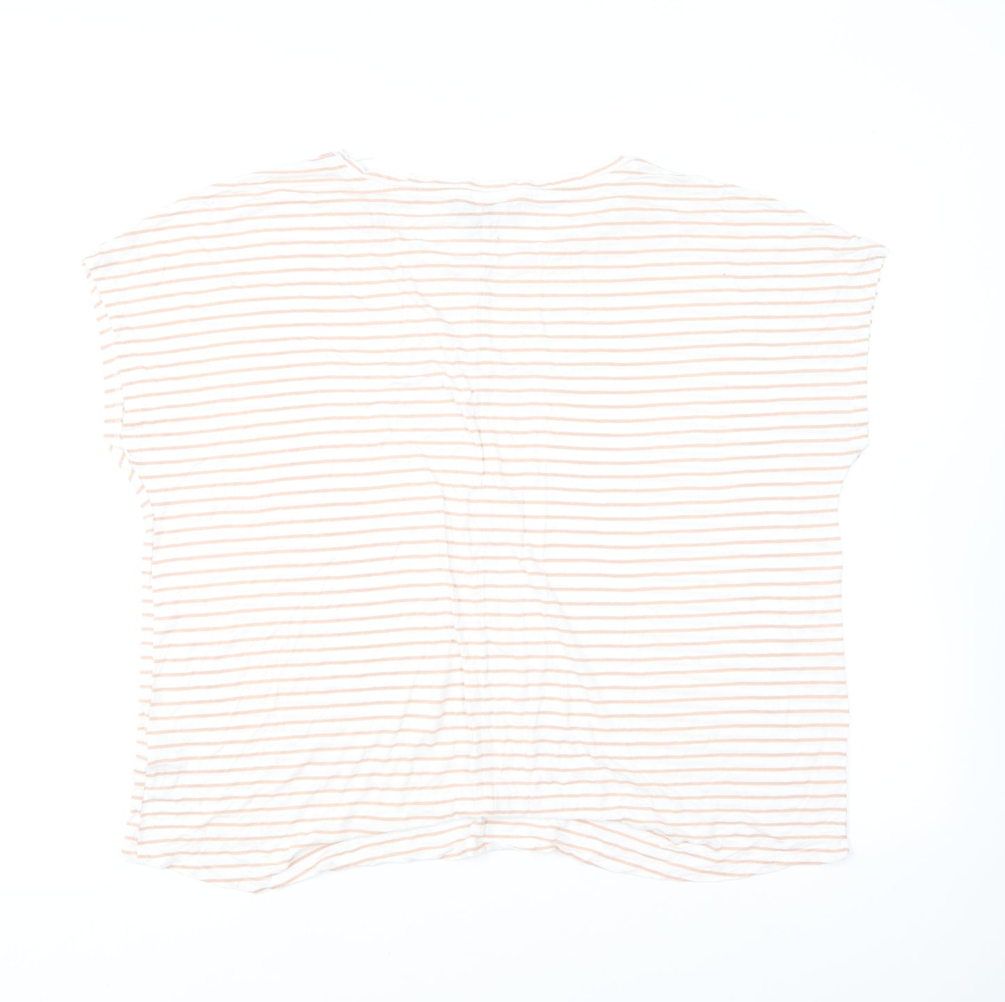 Primark Womens Brown Striped Viscose Basic T-Shirt Size L Round Neck