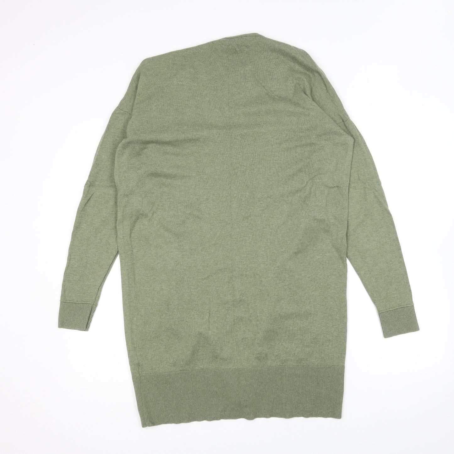 Oasis Womens Green V-Neck Cotton Cardigan Jumper Size S