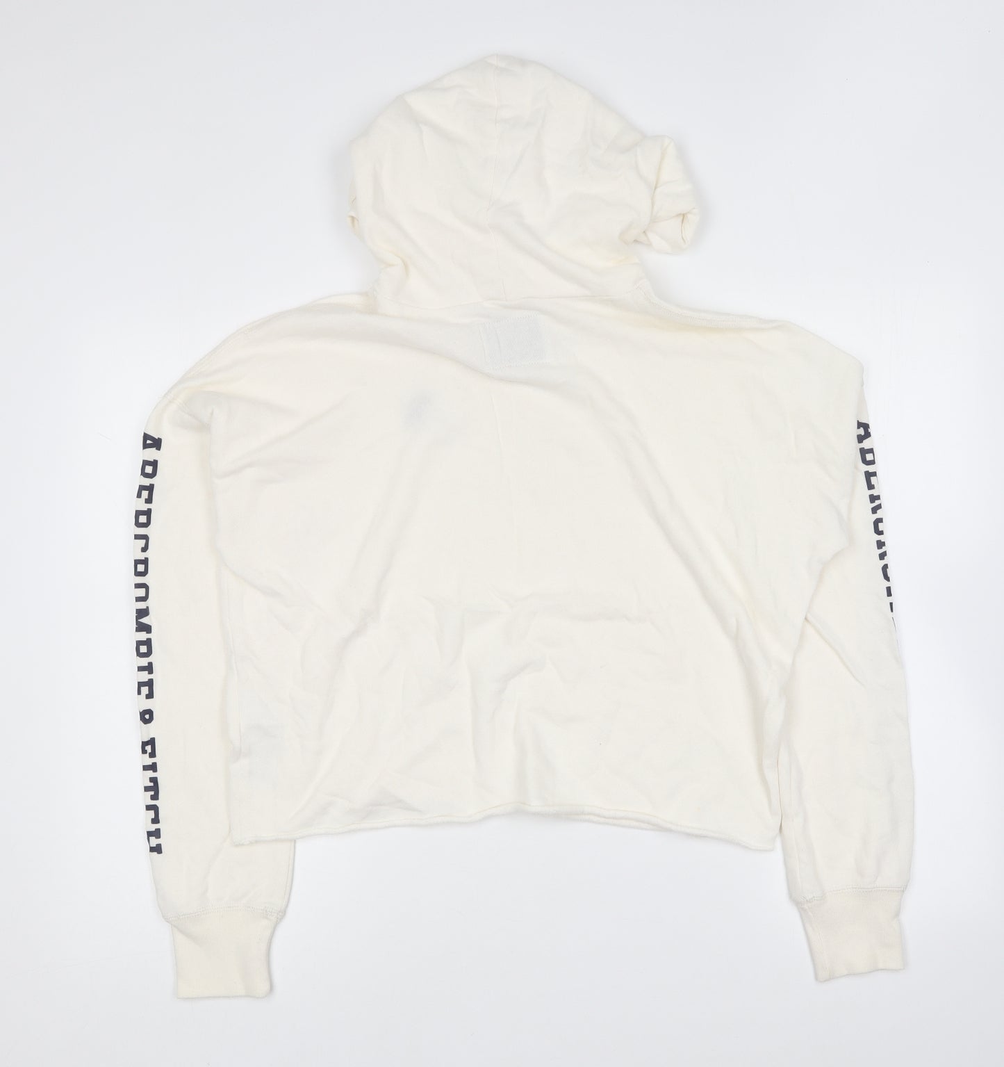 Abercrombie & Fitch Womens Ivory Polyester Pullover Hoodie Size S Pullover