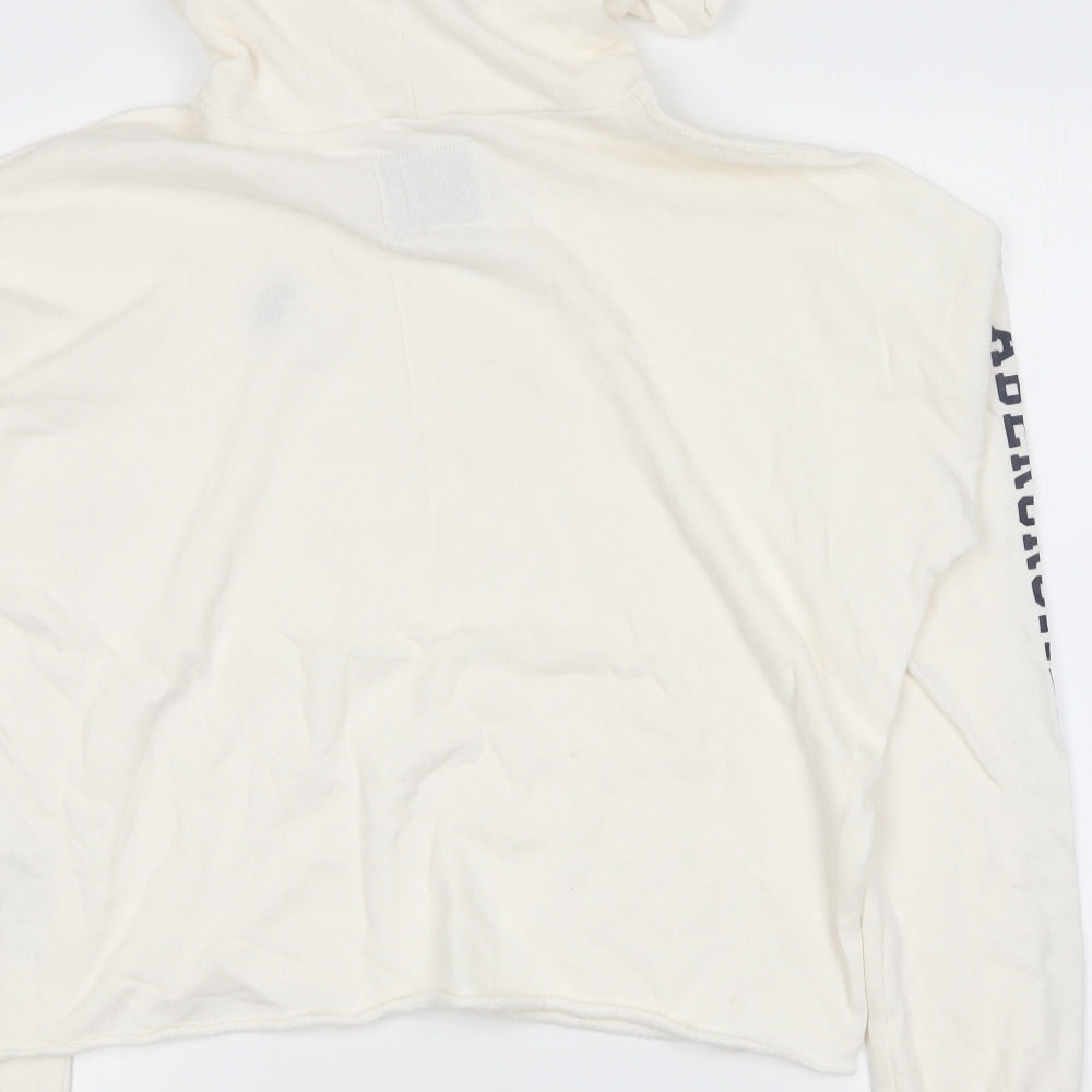 Abercrombie & Fitch Womens Ivory Polyester Pullover Hoodie Size S Pullover