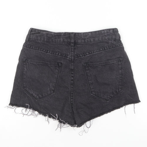 Divided by H&M Womens Black Cotton Hot Pants Shorts Size 4 L3 in Regular Button