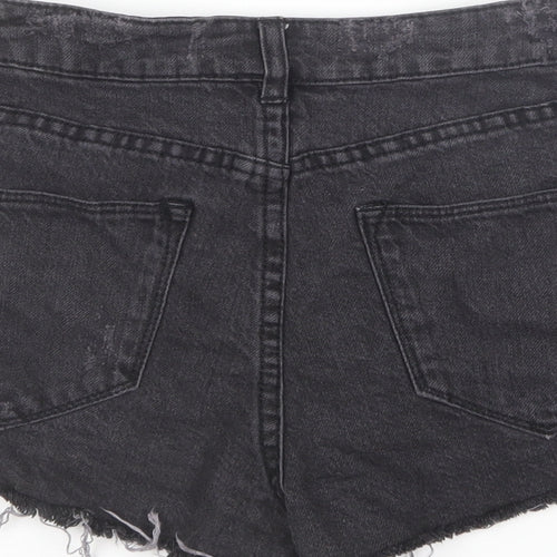 Divided by H&M Womens Black Cotton Hot Pants Shorts Size 4 L3 in Regular Button
