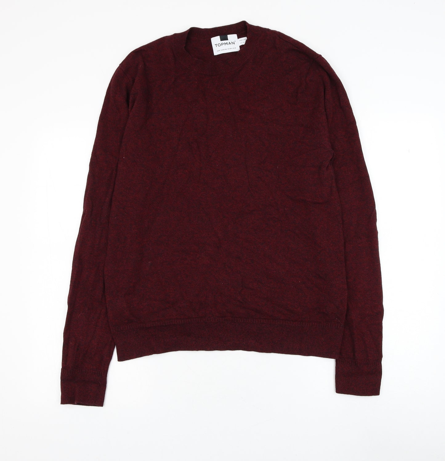 Topman Mens Red Round Neck Cotton Pullover Jumper Size M