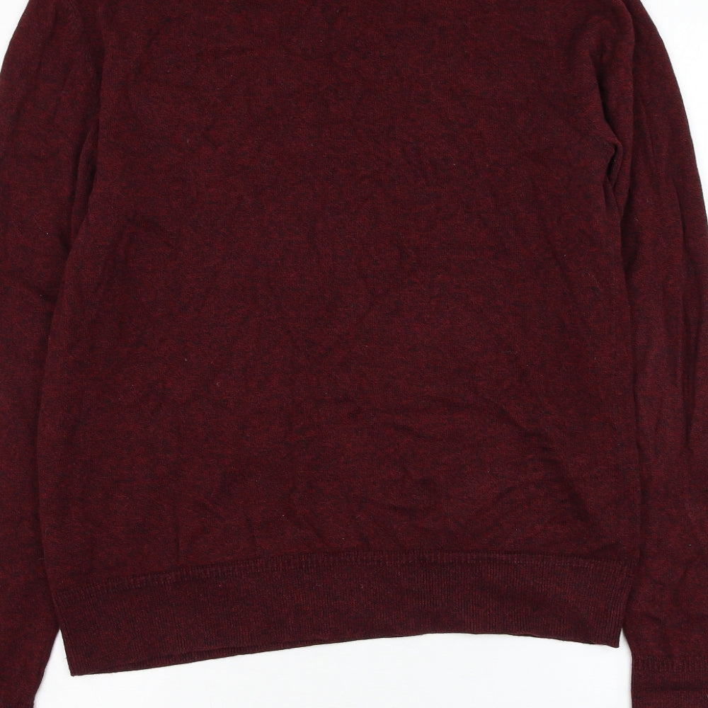 Topman Mens Red Round Neck Cotton Pullover Jumper Size M