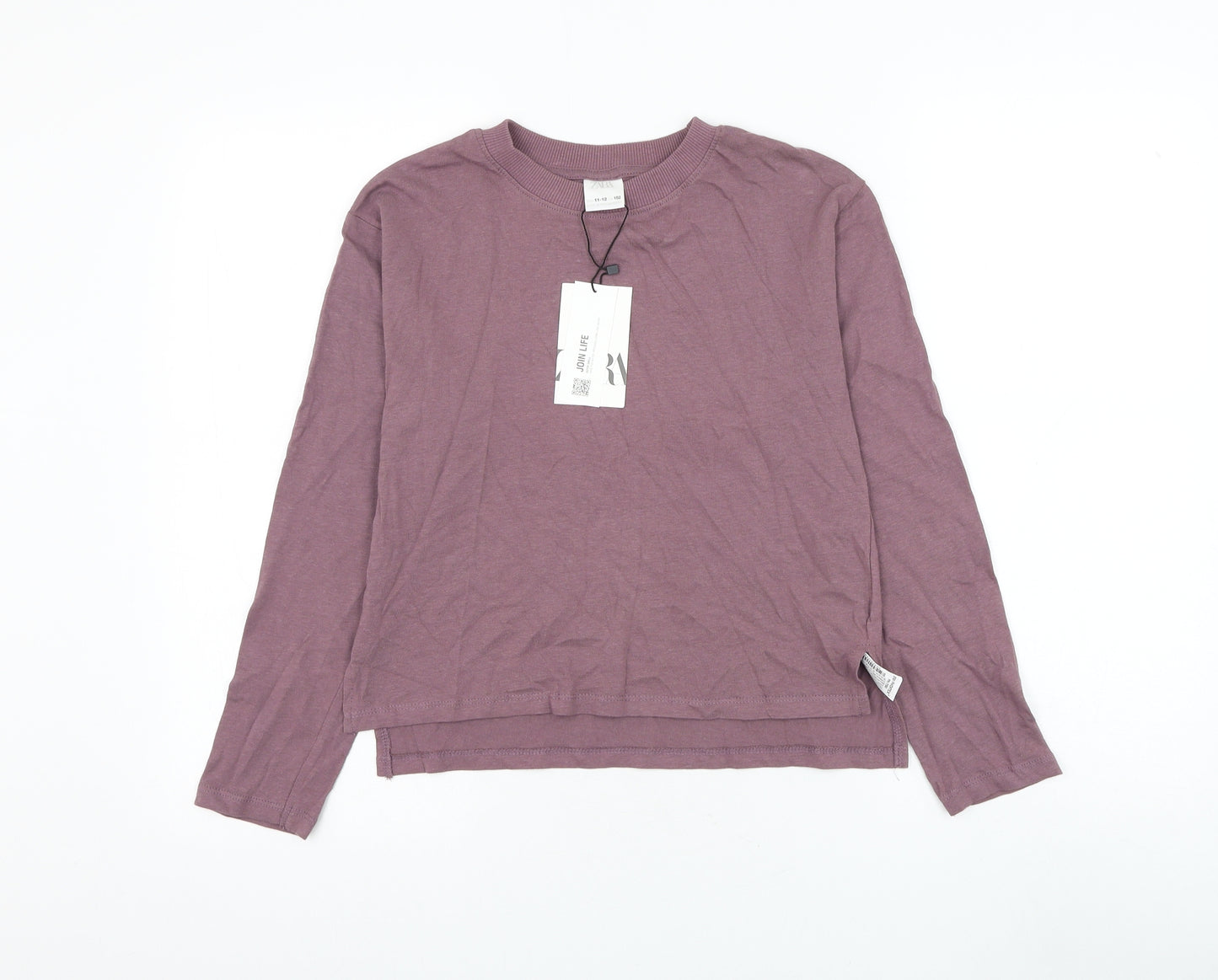 Zara Girls Purple Cotton Pullover Sweatshirt Size 11-12 Years Pullover
